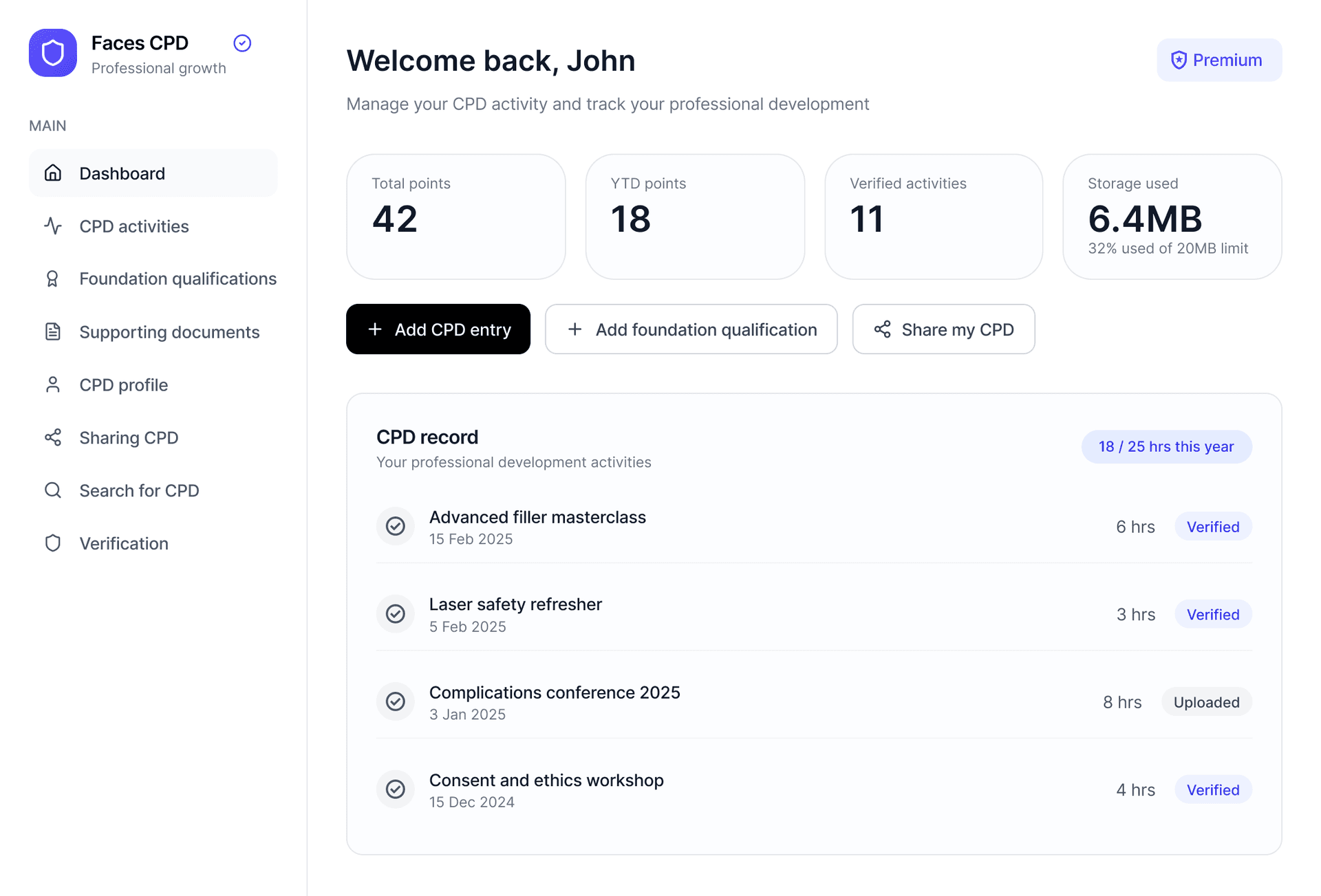 CPD Portfolio dashboard